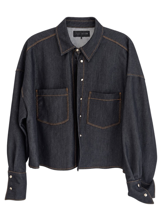 Zara Other - Zara Black Dark Denim Oversized Shirt Jacket